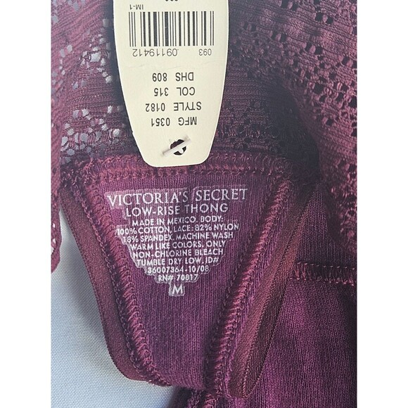 Vintage VICTORIA'S SECRET 100% Cotton Thick Lace  Band Thong Panty M NWT - Picture 5 of 5